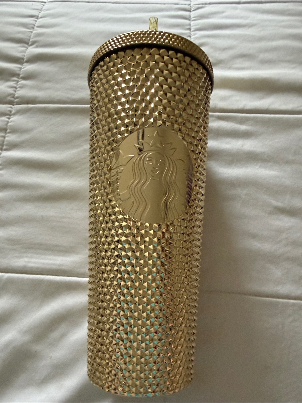 New Starbucks Gold chrome Studded 24oz Tumbler - Gold